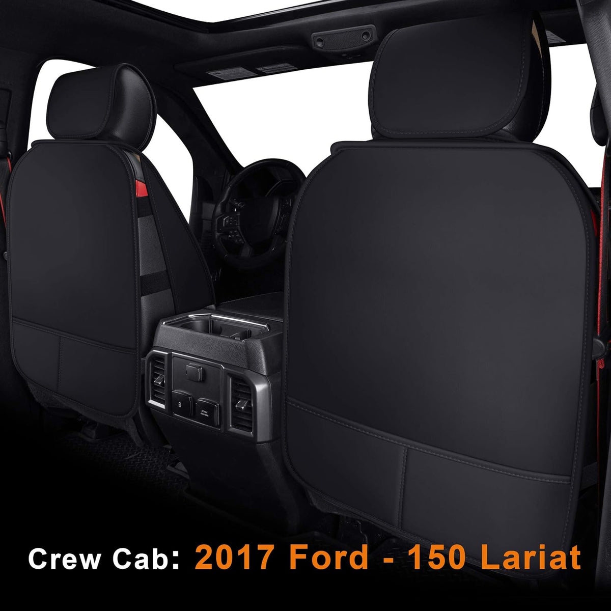 Seat Covers fit for Ford F150 Crew Cab from 2015 to 2024 and fit for F250 F350 F450 Crew Cab from 2017 to 2024 with Faux Leather