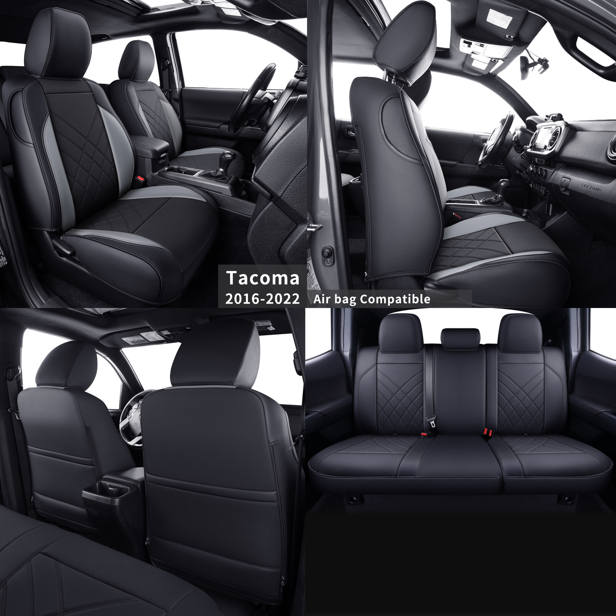 Tacoma Full Seat Covers, suitable for Tacoma 2016-2023 Seat covers for five persons double cab, artificial leather, four seasons available, breathable and comfortable