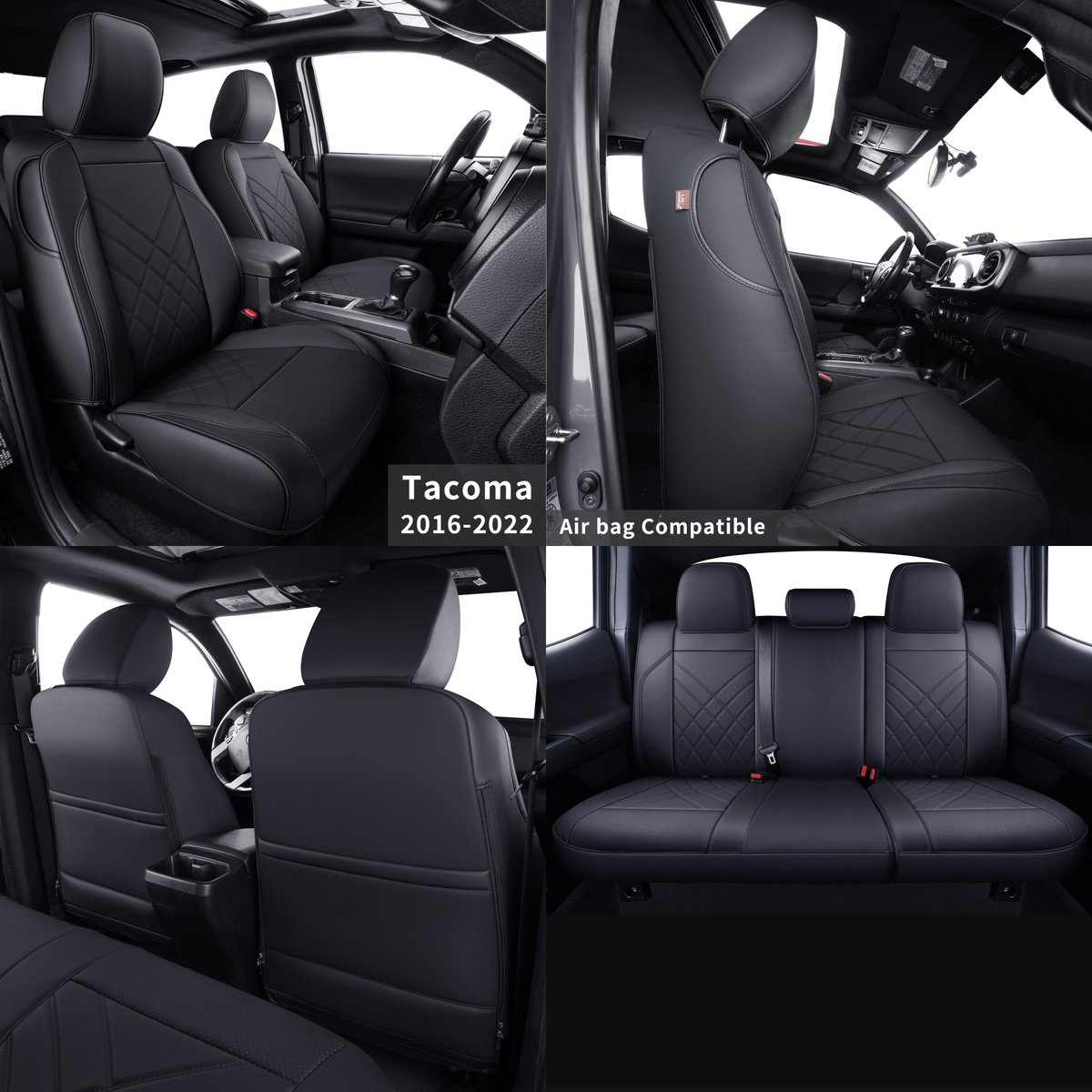 Tacoma Full Seat Covers, suitable for Tacoma 2016-2023 Seat covers for five persons double cab, artificial leather, four seasons available, breathable and comfortable