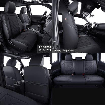 Tacoma Full Seat Covers, suitable for Tacoma 2016-2023 Seat covers for five persons double cab, artificial leather, four seasons available, breathable and comfortable