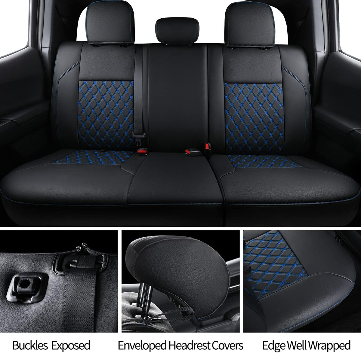Tacoma Full-Set Seat Covers Fit Tacoma 2016 2017 2018 2019 2020 2021 2022 2023 Double/Crew Cab Only, with Faux Leather