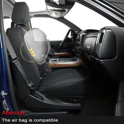 Silverado Seat Covers Full Set with Faux Leather, for 2014-2024 Chevy Silverado GMC Sierra 1500, 2020-2023 Silverado Sierra 2500HD 3500HD Crew Cab
