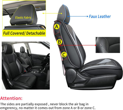 Subaru Seat Forester/Outback Covers Full Set, fit for 2014-2024 Subaru Forester Outback Sport Limited Touring Platinum with Water Proof Faux Leather Versatile, comfortable leather for all seasons