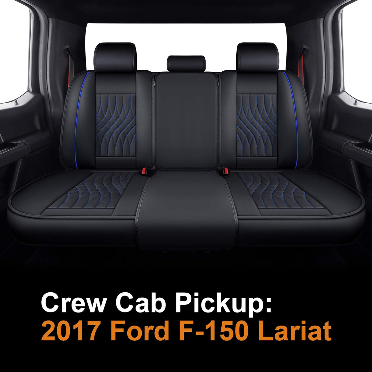 Seat Covers fit for Ford F150 Crew Cab from 2015 to 2024 and fit for F250 F350 F450 Crew Cab from 2017 to 2024 with Faux Leather
