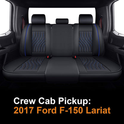 Seat Covers fit for Ford F150 Crew Cab from 2015 to 2024 and fit for F250 F350 F450 Crew Cab from 2017 to 2024 with Faux Leather