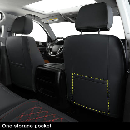 Silverado Seat Covers Full Set with Faux Leather, for 2014-2024 Chevy Silverado GMC Sierra 1500, 2020-2023 Silverado Sierra 2500HD 3500HD Crew Cab