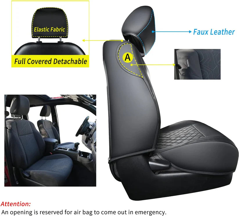 Tacoma Seat Covers Fit for 2016-2023 Tacoma Crew Cab/Double Cab with Water Proof Faux Leather
