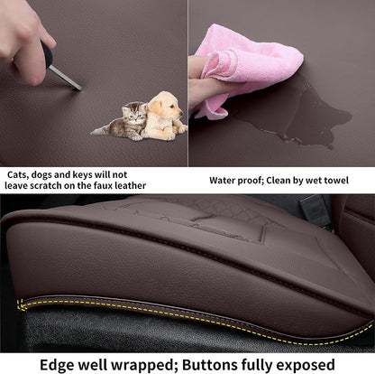 Silverado Seat Covers, Fit for 2019-2023 Chevy Silverado GMC Sierra 1500 and 2020-2023 2500HD 3500HD Crew Cab Water Proof Faux Leather
