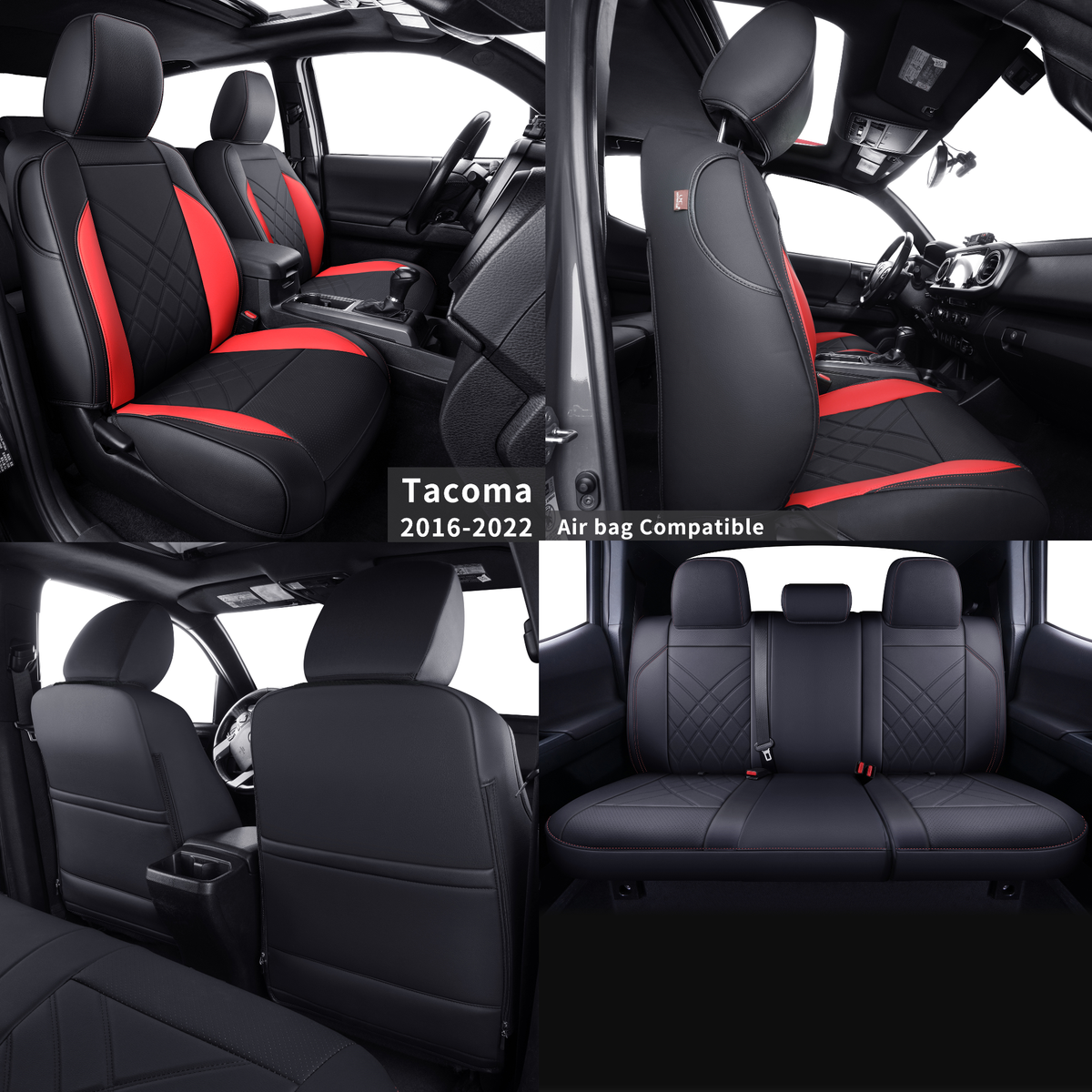 Tacoma Full Seat Covers, suitable for Tacoma 2016-2023 Seat covers for five persons double cab, artificial leather, four seasons available, breathable and comfortable