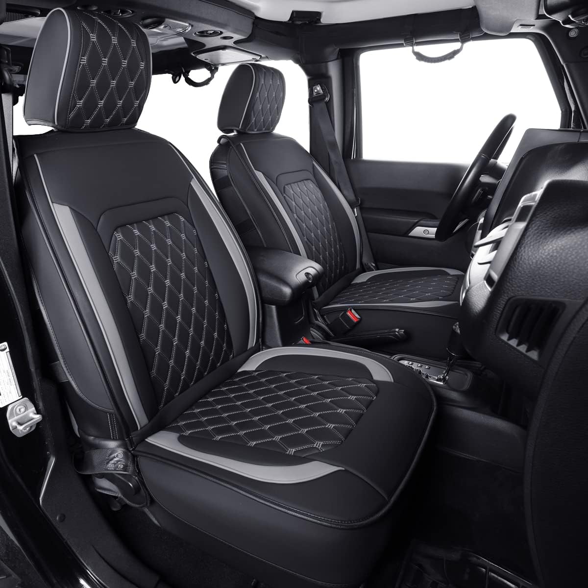 Jeep Wrangler JK JL Front Seat Covers Custom Fit 2/4 Door 2007-2024 Unlimited Rubicon 392 Sahara Willys Sport High Altitude Truck Pickup Waterproof Leather