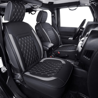 Jeep Wrangler JK JL Front Seat Covers Custom Fit 2/4 Door 2007-2024 Unlimited Rubicon 392 Sahara Willys Sport High Altitude Truck Pickup Waterproof Leather