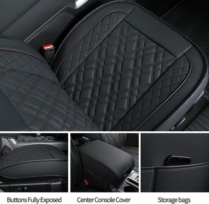 Ford F150 seat covers Fit 2009-2024 F150 SuperCrew and 2017-2024 F250 F350 Crew Cab  With armrest box cushion, all seasons, waterproof leather cushions