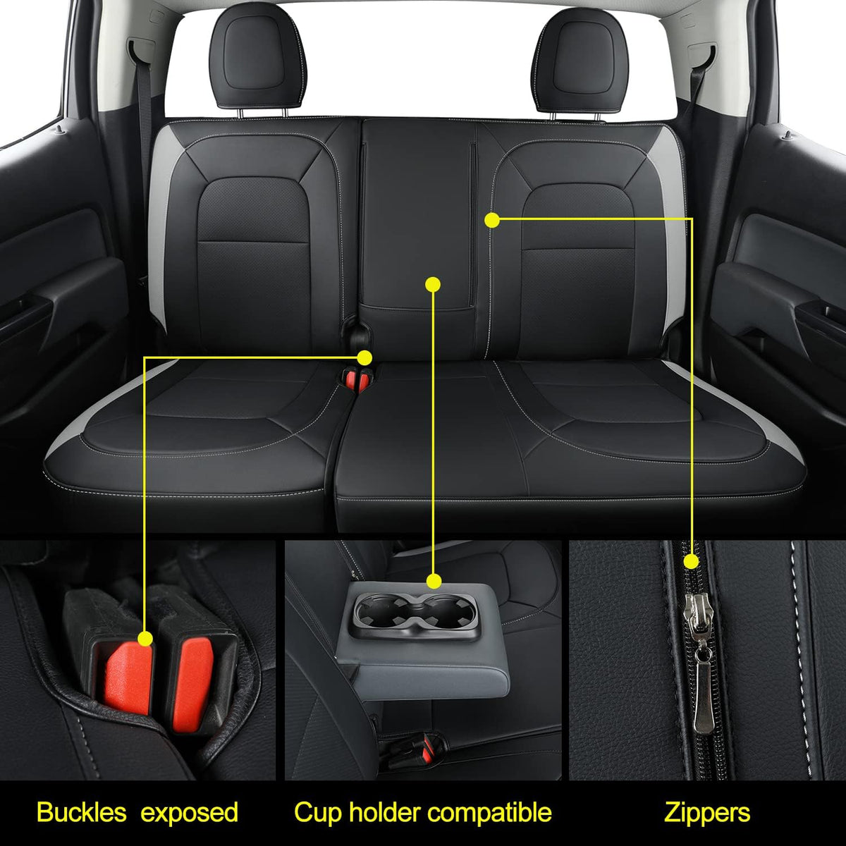 Chevy Colorado Seat Covers Full Set,fit for 2015-2022 Colorado Crew Cab Z71 LT ZR2 Work Truck with Water Proof Faux Leather
