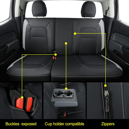 Chevy Colorado Seat Covers Full Set,fit for 2015-2022 Colorado Crew Cab Z71 LT ZR2 Work Truck with Water Proof Faux Leather