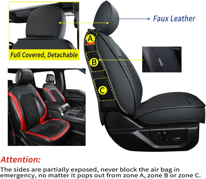 Ford F150 seat covers Fit 2009-2024 F150 SuperCrew and 2017-2024 F250 F350 Crew Cab  With armrest box cushion, all seasons, waterproof leather cushions