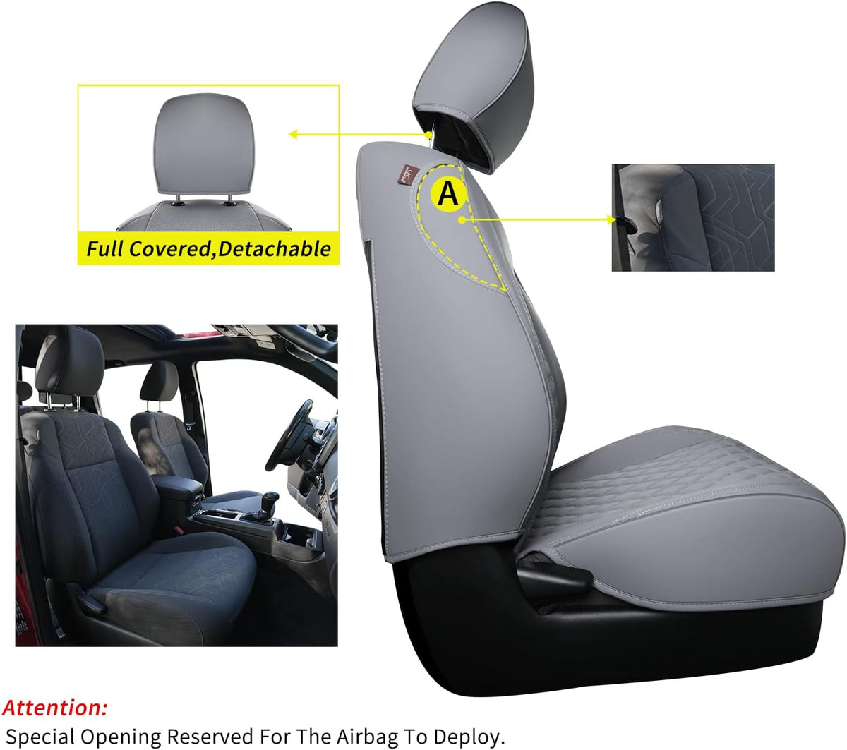 Tacoma Full-Set Seat Covers Fit Tacoma 2016 2017 2018 2019 2020 2021 2022 2023 Double/Crew Cab Only, with Faux Leather