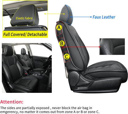 Subaru Seat Forester/Outback Covers Full Set, fit for 2014-2024 Subaru Forester Outback Sport Limited Touring Platinum with Water Proof Faux Leather Versatile, comfortable leather for all seasons