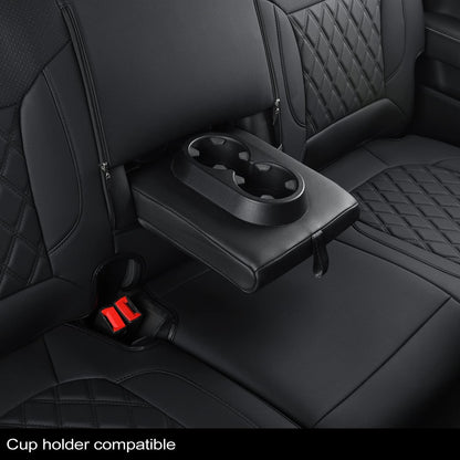 Silverado Seat Covers Full Set with Faux Leather, for 2014-2024 Chevy Silverado GMC Sierra 1500, 2020-2023 Silverado Sierra 2500HD 3500HD Crew Cab