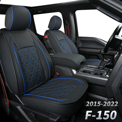 Ford F150 seat covers Fit 2009-2024 F150 SuperCrew and 2017-2024 F250 F350 Crew Cab  With armrest box cushion, all seasons, waterproof leather cushions