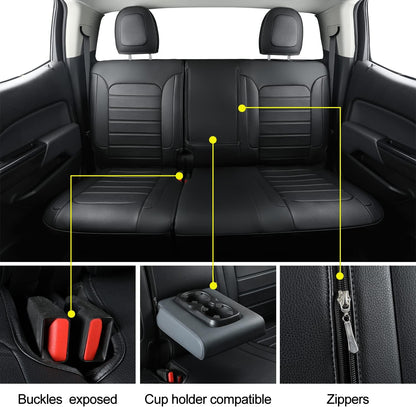 Colorado Seat Covers suitable for Chevrolet 2015-2022 Colorado cab Z71 LT ZR2 work truck and 2015-2024 GMC Canyon fully enclosed seat cover with waterproof faux leather