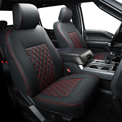 F150 SuperCrew 2015-2024 Custom Pickup Car Truck Seat Covers XLT, Waterproof Faux Leather, Full Coverage, Also Fit 2017-2023 F250/F350