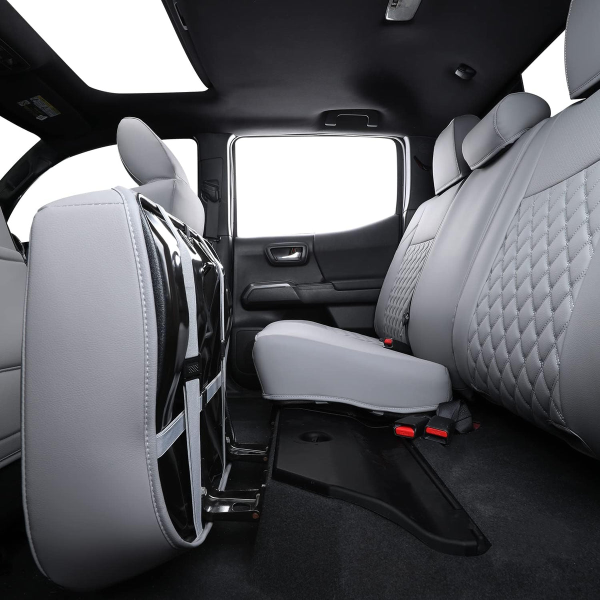 Tacoma Full-Set Seat Covers Fit Tacoma 2016 2017 2018 2019 2020 2021 2022 2023 Double/Crew Cab Only, with Faux Leather