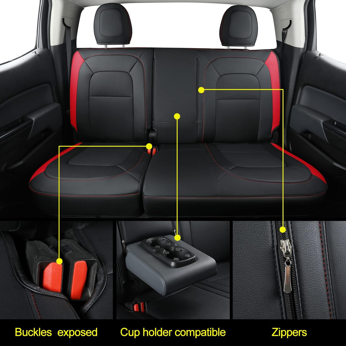 Chevy Colorado Seat Covers Full Set,fit for 2015-2022 Colorado Crew Cab Z71 LT ZR2 Work Truck with Water Proof Faux Leather