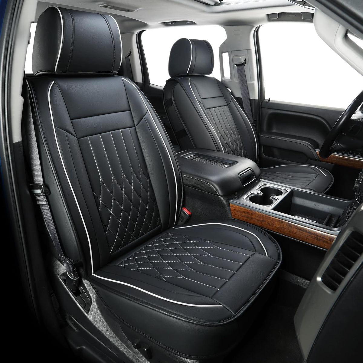 Silverado Faux Leather Seat Covers, Fit for 2014-2024 Chevy Silverado GMC Sierra 1500 and 2020-2024 2500HD 3500HD Crew Cab