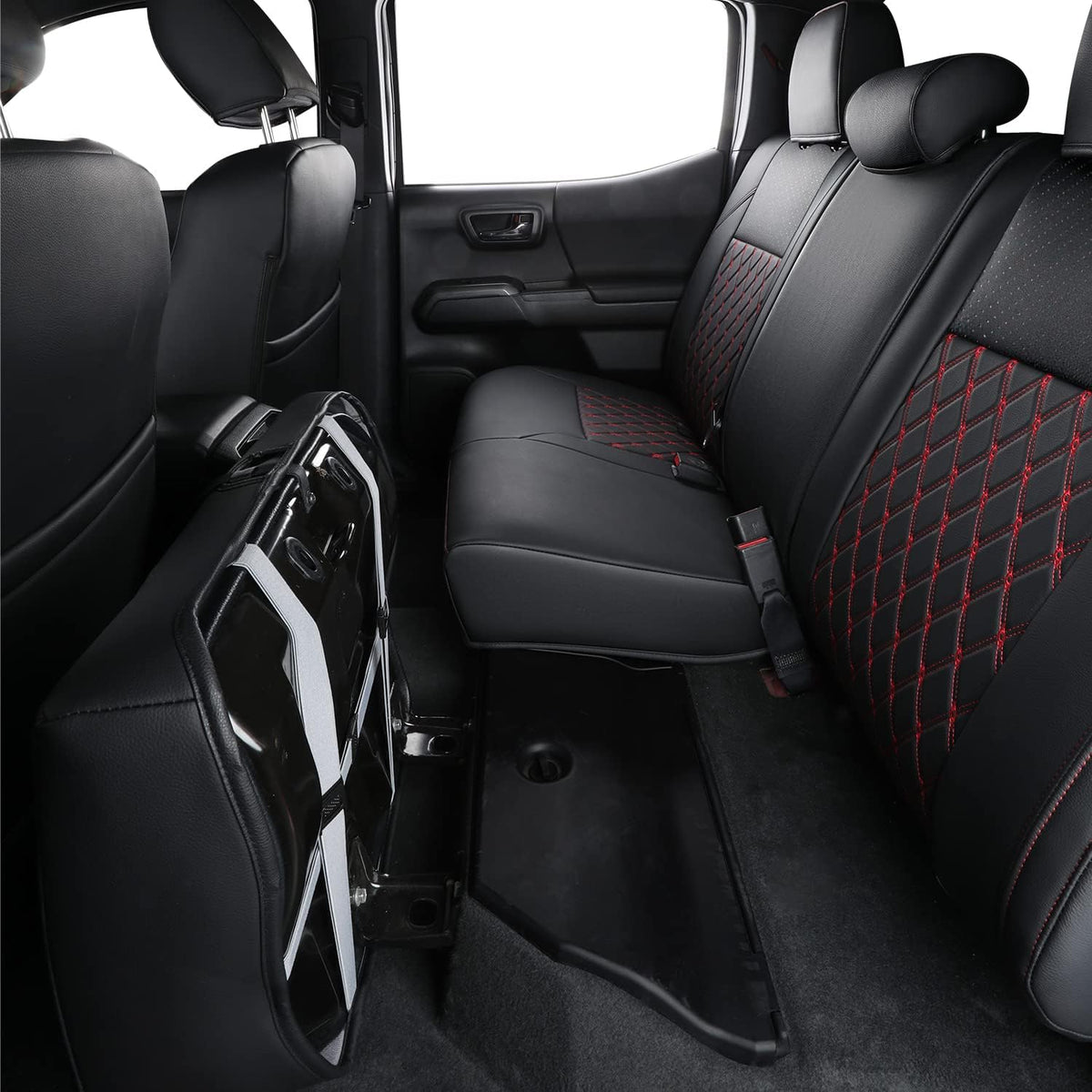 Tacoma Full-Set Seat Covers Fit Tacoma 2016 2017 2018 2019 2020 2021 2022 2023 Double/Crew Cab Only, with Faux Leather