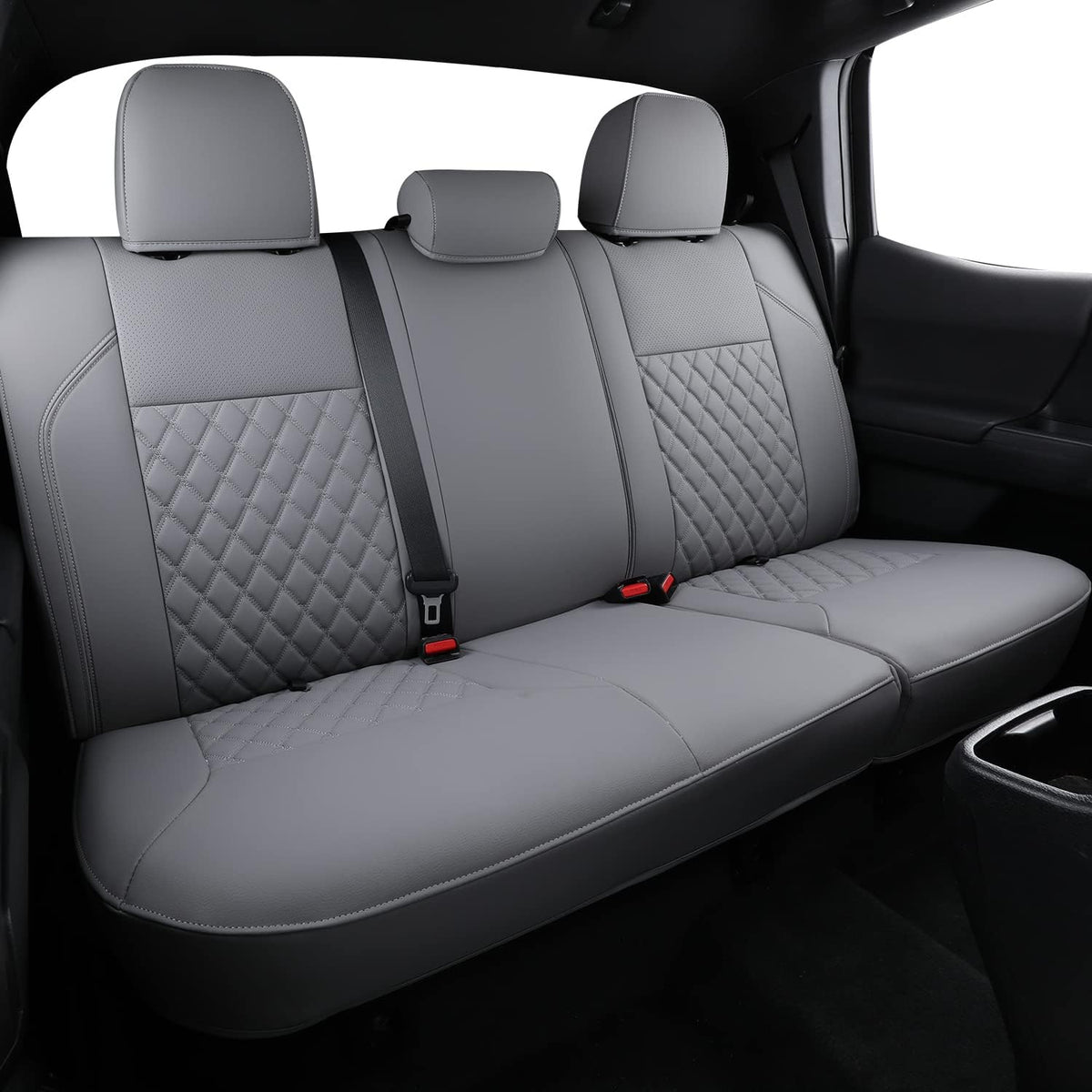 Tacoma Full-Set Seat Covers Fit Tacoma 2016 2017 2018 2019 2020 2021 2022 2023 Double/Crew Cab Only, with Faux Leather