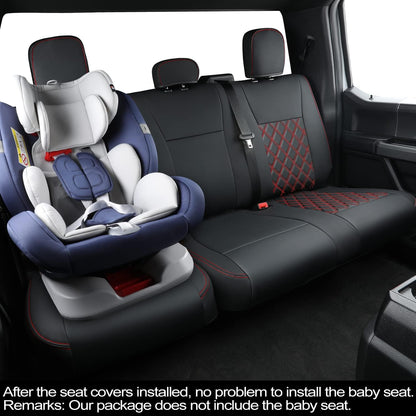 F150 SuperCrew 2015-2024 Custom Pickup Car Truck Seat Covers XLT, Waterproof Faux Leather, Full Coverage, Also Fit 2017-2023 F250/F350