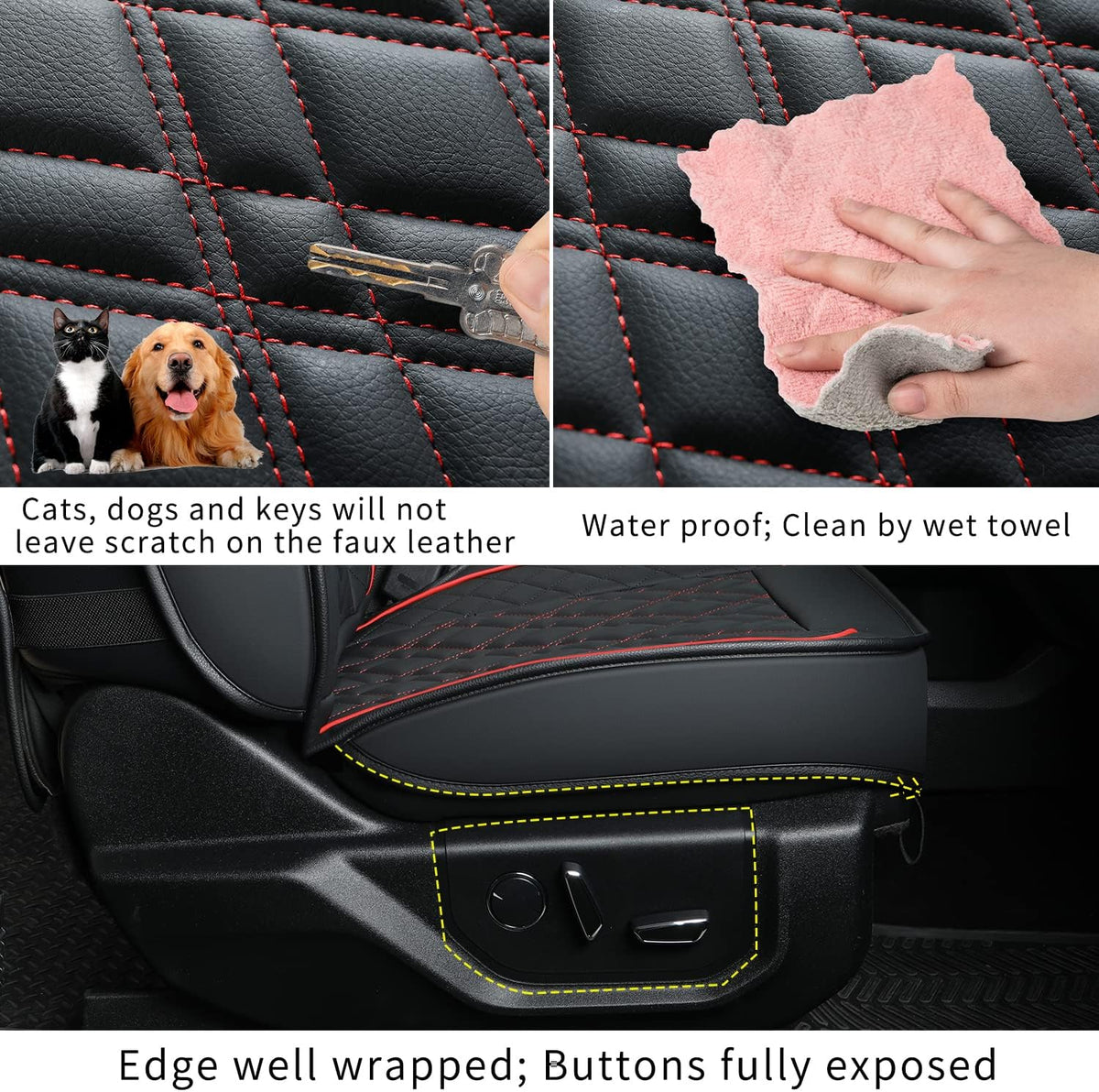 Ford F150 seat covers Fit 2009-2024 F150 SuperCrew and 2017-2024 F250 F350 Crew Cab  With armrest box cushion, all seasons, waterproof leather cushions
