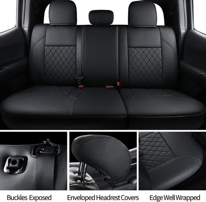 Tacoma Full-Set Seat Covers Fit Tacoma 2016 2017 2018 2019 2020 2021 2022 2023 Double/Crew Cab Only, with Faux Leather