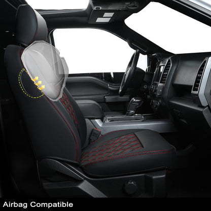 F150 SuperCrew 2015-2024 Custom Pickup Car Truck Seat Covers XLT, Waterproof Faux Leather, Full Coverage, Also Fit 2017-2023 F250/F350