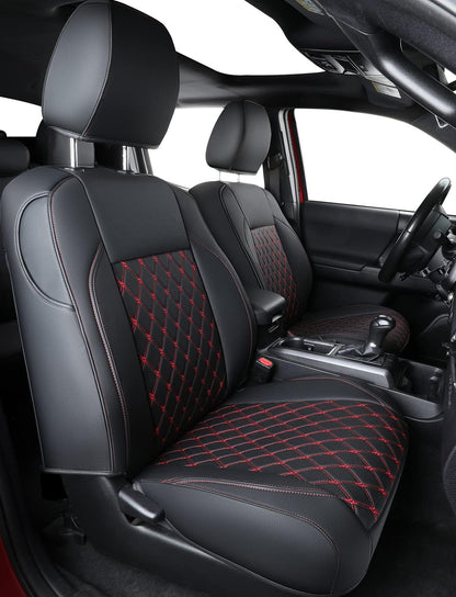 Tacoma Full-Set Seat Covers Fit Tacoma 2016 2017 2018 2019 2020 2021 2022 2023 Double/Crew Cab Only, with Faux Leather