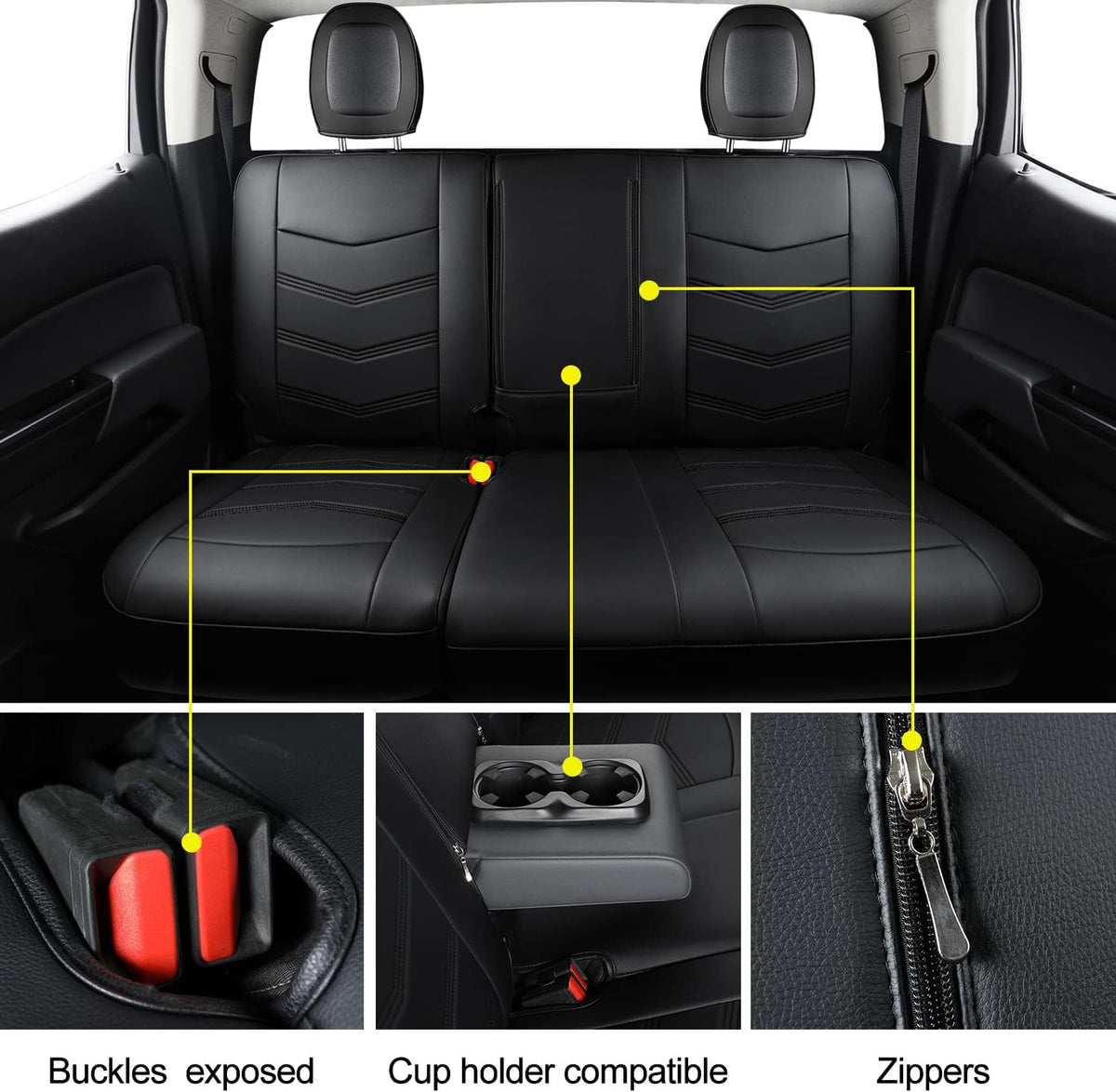 Colorado Seat Covers suitable for Chevrolet 2015-2022 Colorado Canyon cab Z71 LT ZR2 work truck and 2015-2024 GMC Canyon fully enclosed seat cover with waterproof faux leather