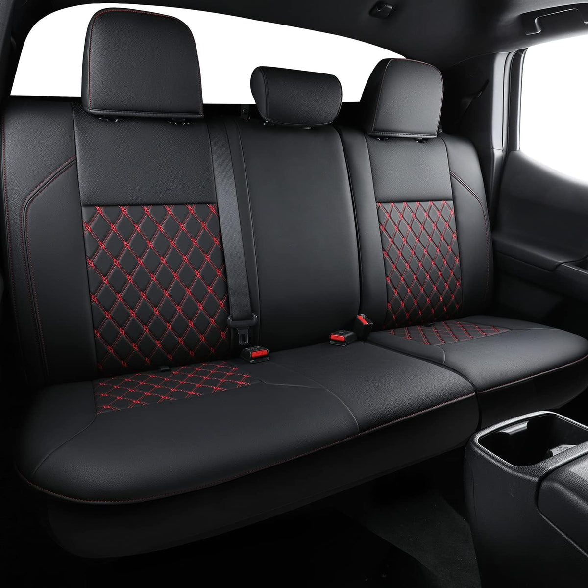 Tacoma Full-Set Seat Covers Fit Tacoma 2016 2017 2018 2019 2020 2021 2022 2023 Double/Crew Cab Only, with Faux Leather